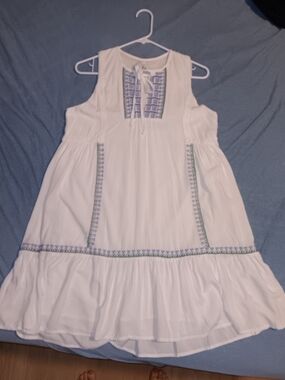 HIHO White Sleeveless Embroidered Mini Dress Rayon 100%